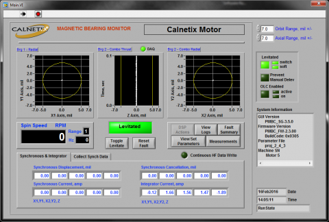 Calnetix Magnetic Bearing Controller History Logs